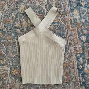 Sculpt knit criss cross cropped tank